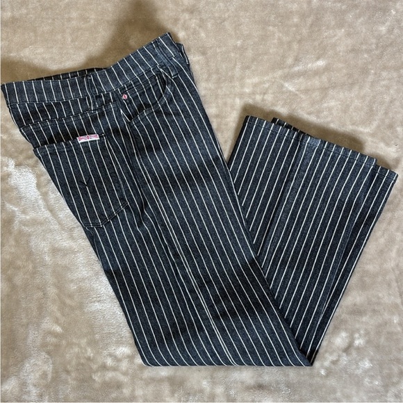 Hudson Rosalie High Rise Wide Leg Ankle Black w/ White Pinstripes Womens Size 25 - Picture 11 of 14